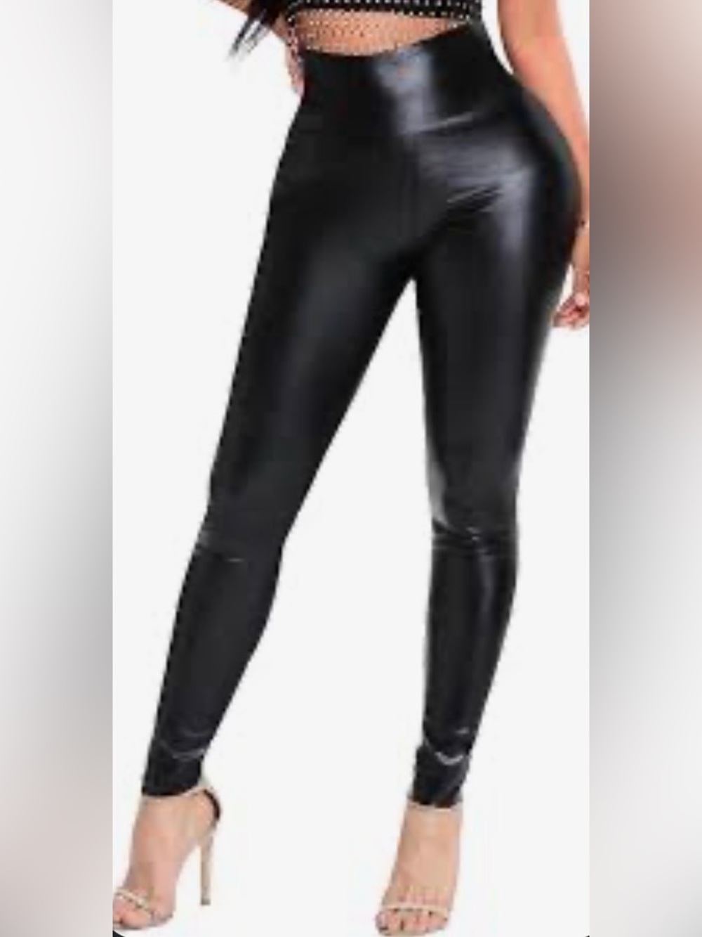High-Waist Black Faux Leather Leggings